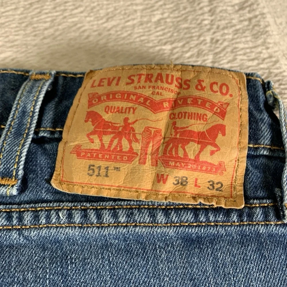 Levis‎ 511 Jeans Mens 38x32(38x28) Blue Denim Stretch Tapered Leg Mid Rise